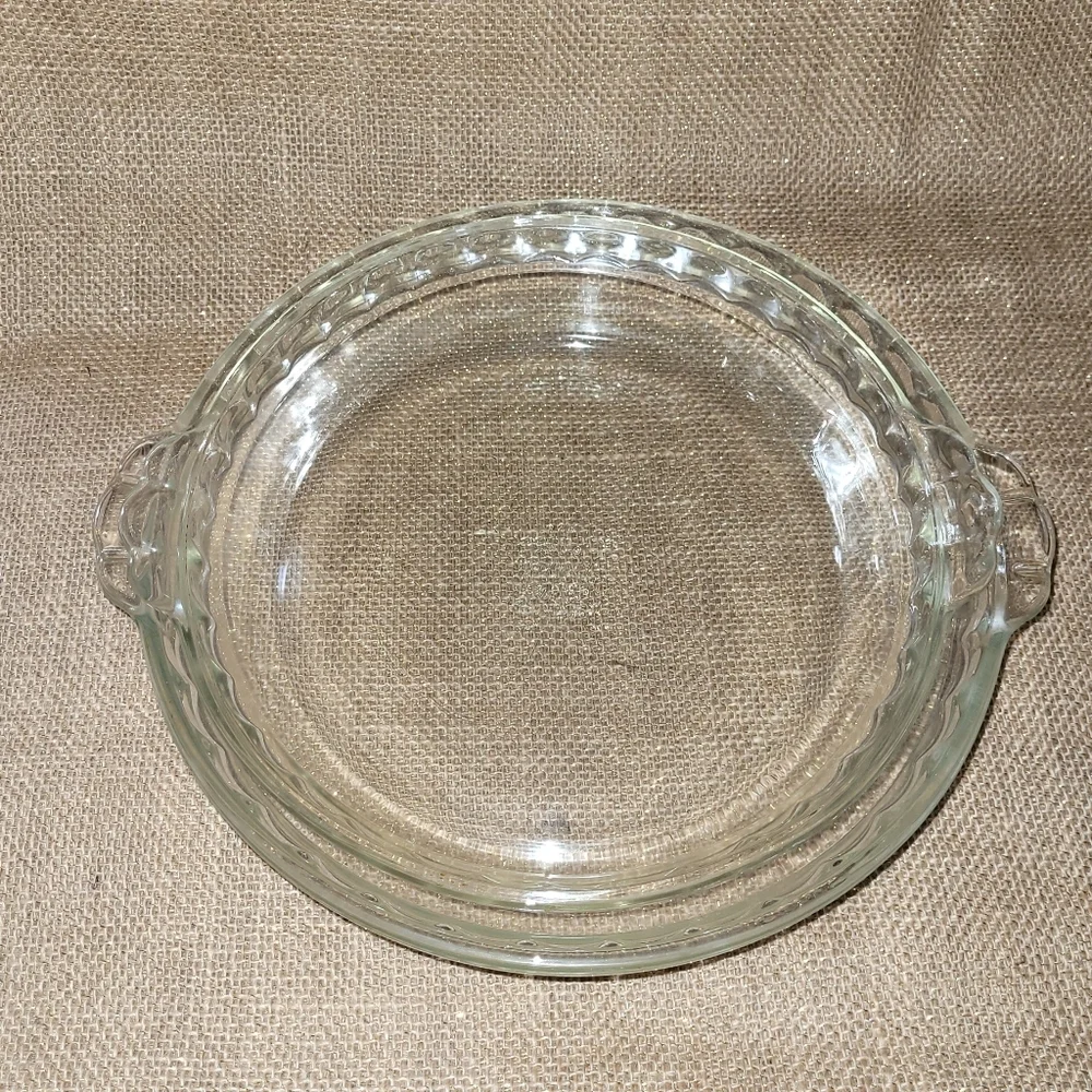 2 Vintage Clear Glass Pyrex Yellow Hue Pie Plate 9